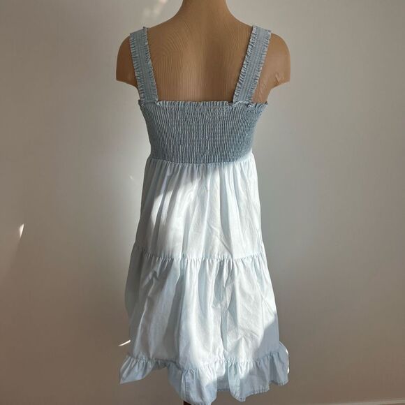 ZARA Light Blue Smocked Tiered Dress – Size XS - Picture 7 of 10